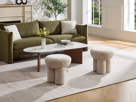 Pouf Sérénité Japandi Chenille Beige - Kumboda