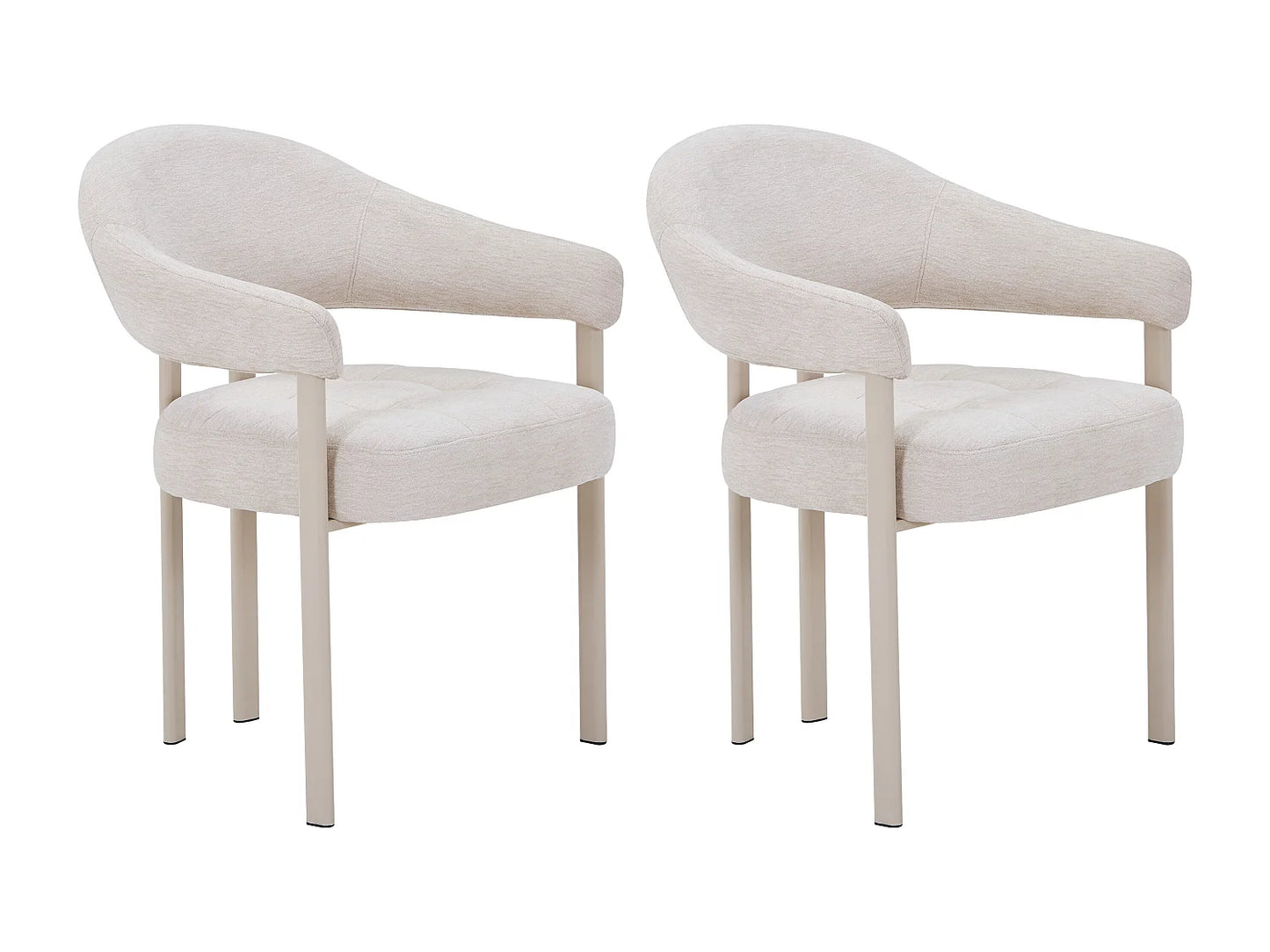Duo Chaises Japandi Tissu Texture Beige Métal - Alorina