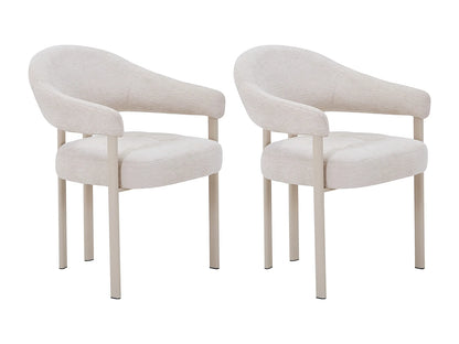 Duo Chaises Japandi Tissu Texture Beige Métal - Alorina