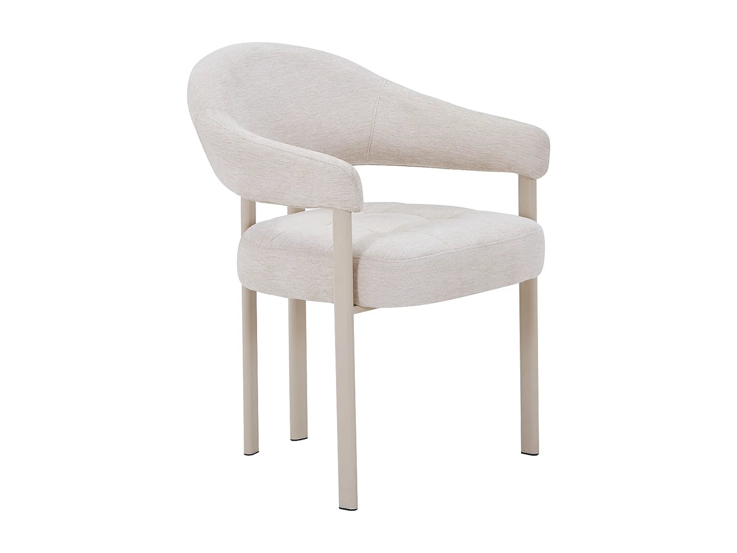 Duo Chaises Japandi Tissu Texture Beige Métal - Alorina