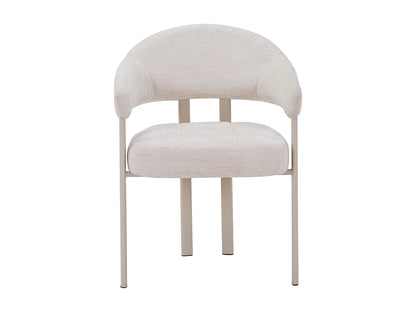 Duo Chaises Japandi Tissu Texture Beige Métal - Alorina
