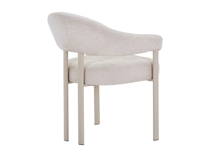 Duo Chaises Japandi Tissu Texture Beige Métal - Alorina
