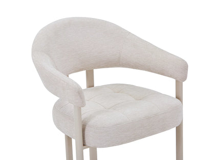 Duo Chaises Japandi Tissu Texture Beige Métal - Alorina
