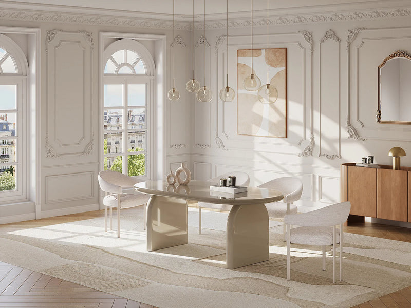 Duo Chaises Japandi Tissu Texture Beige Métal - Alorina