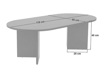 Table Basse Japandi Ovale Bois et Travertin Beige - Sam