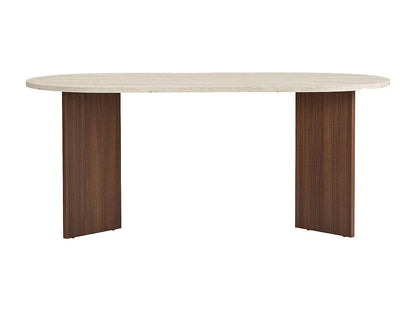 Table Ovale Japandi Bois Effet Travertin - Sam