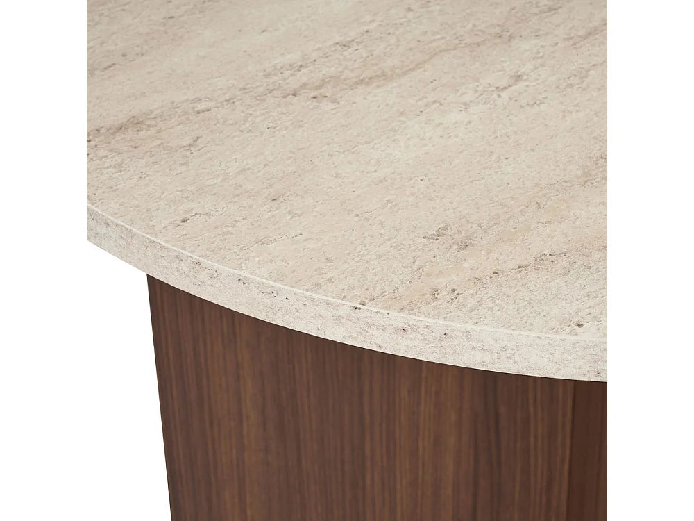 Table Ovale Japandi Bois Effet Travertin - Sam