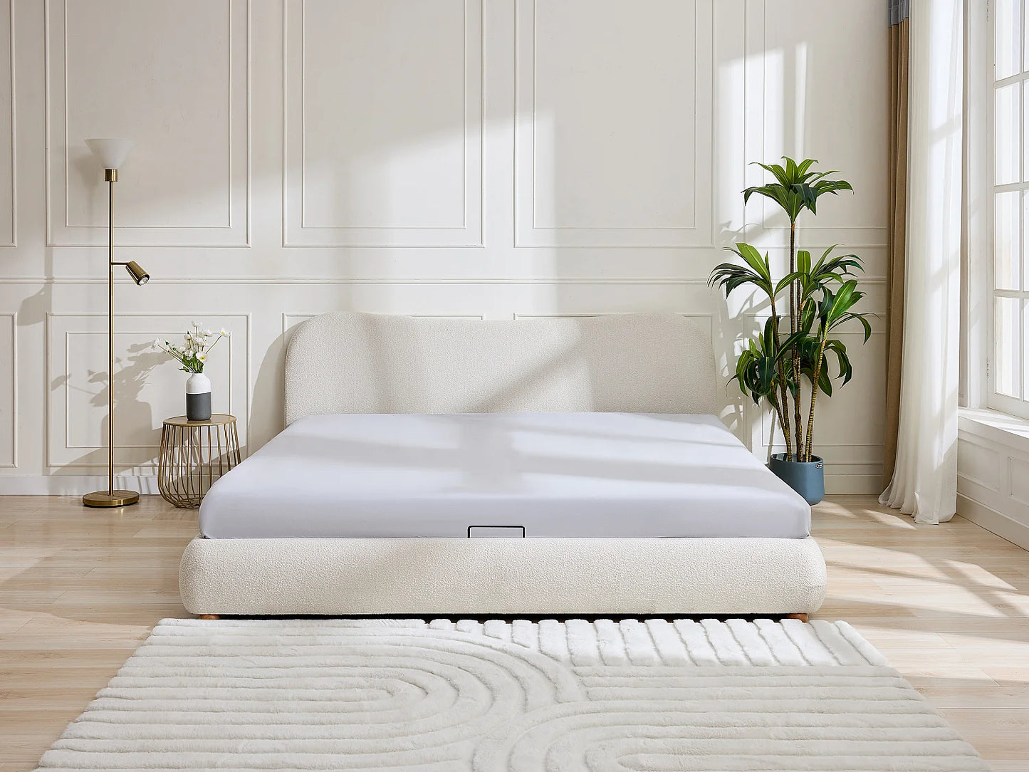 Lit Coffre Japandi Bouclette Blanc 200x200 - Vanari