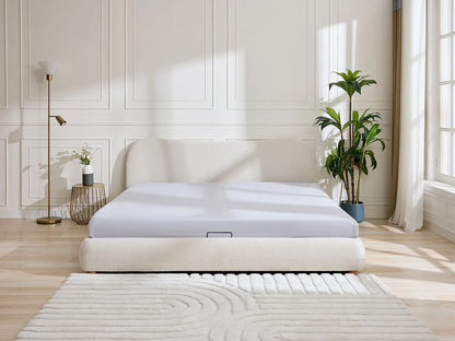 Lit Coffre Japandi Bouclette Blanc 200x200 - Vanari