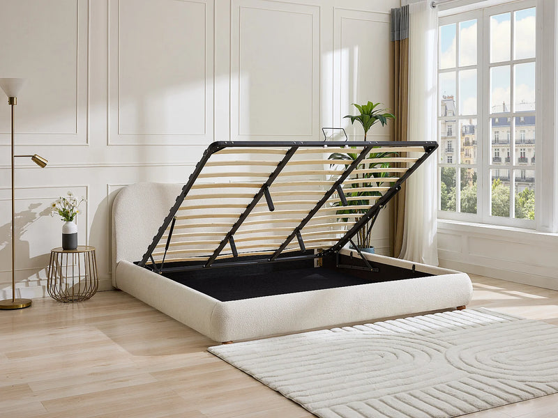 Lit Coffre Japandi Bouclette Blanc 200x200 - Vanari