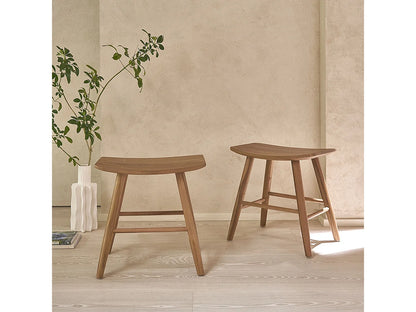 Lot 2 Tabourets Japandi Teck Massif - Teck