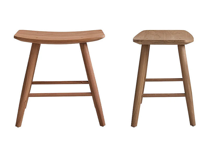 Lot 2 Tabourets Japandi Teck Massif - Teck