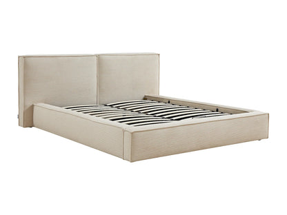 Lit Coffre Japandi Velours Côtelé Beige - Taveso