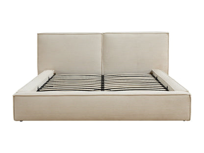Lit Coffre Japandi Velours Côtelé Beige - Taveso