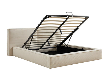 Lit Coffre Japandi Velours Côtelé Beige - Taveso