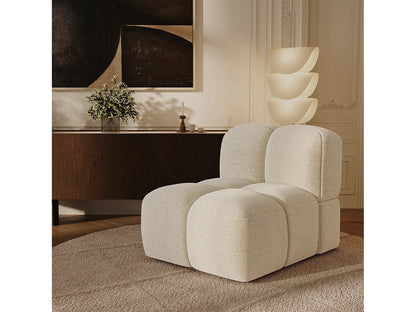 Fauteuil Japandi Velours Texturé Crème - Nubi