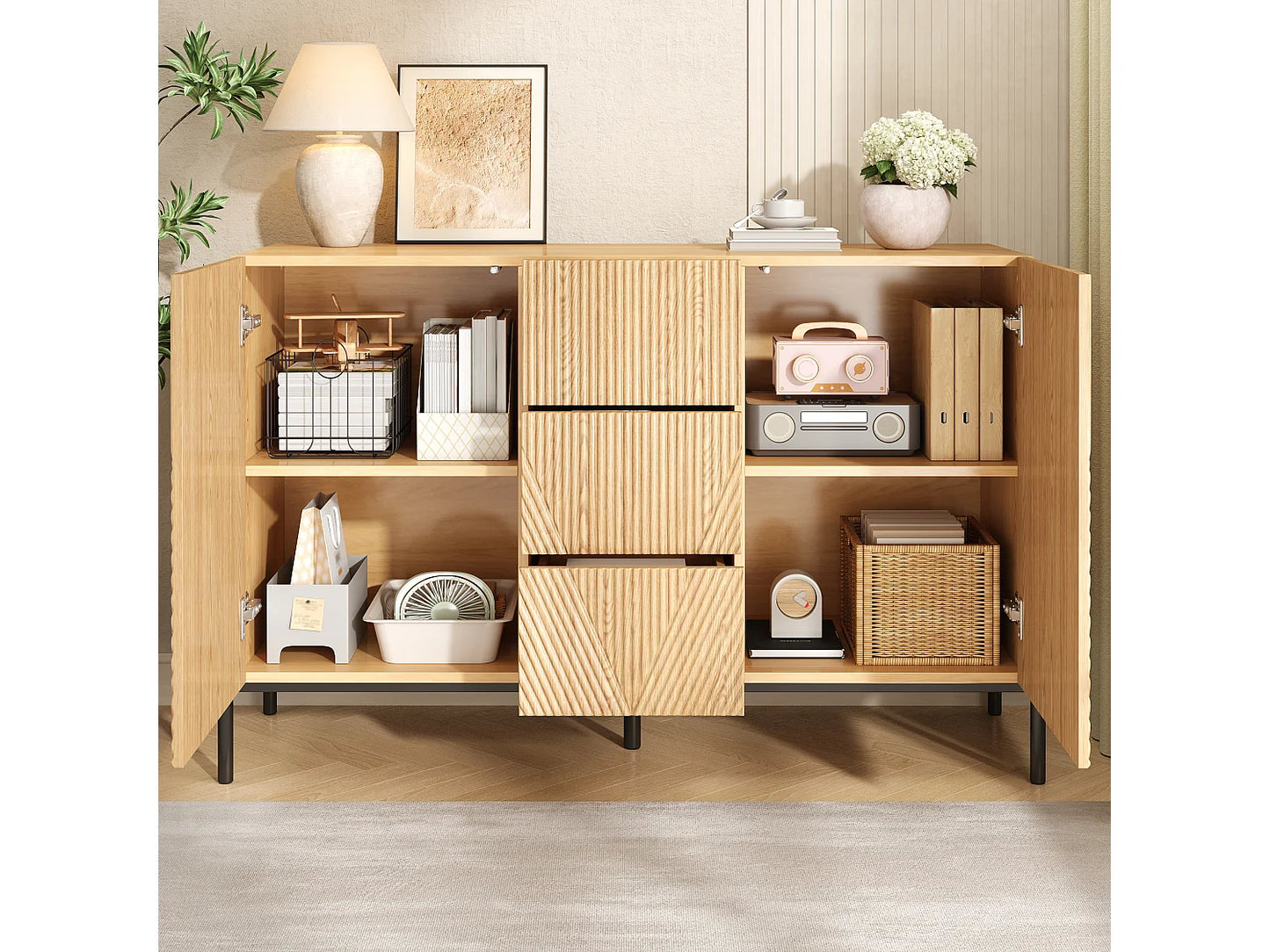 Buffet Pieds Fer Japandi Naturel - Moderne