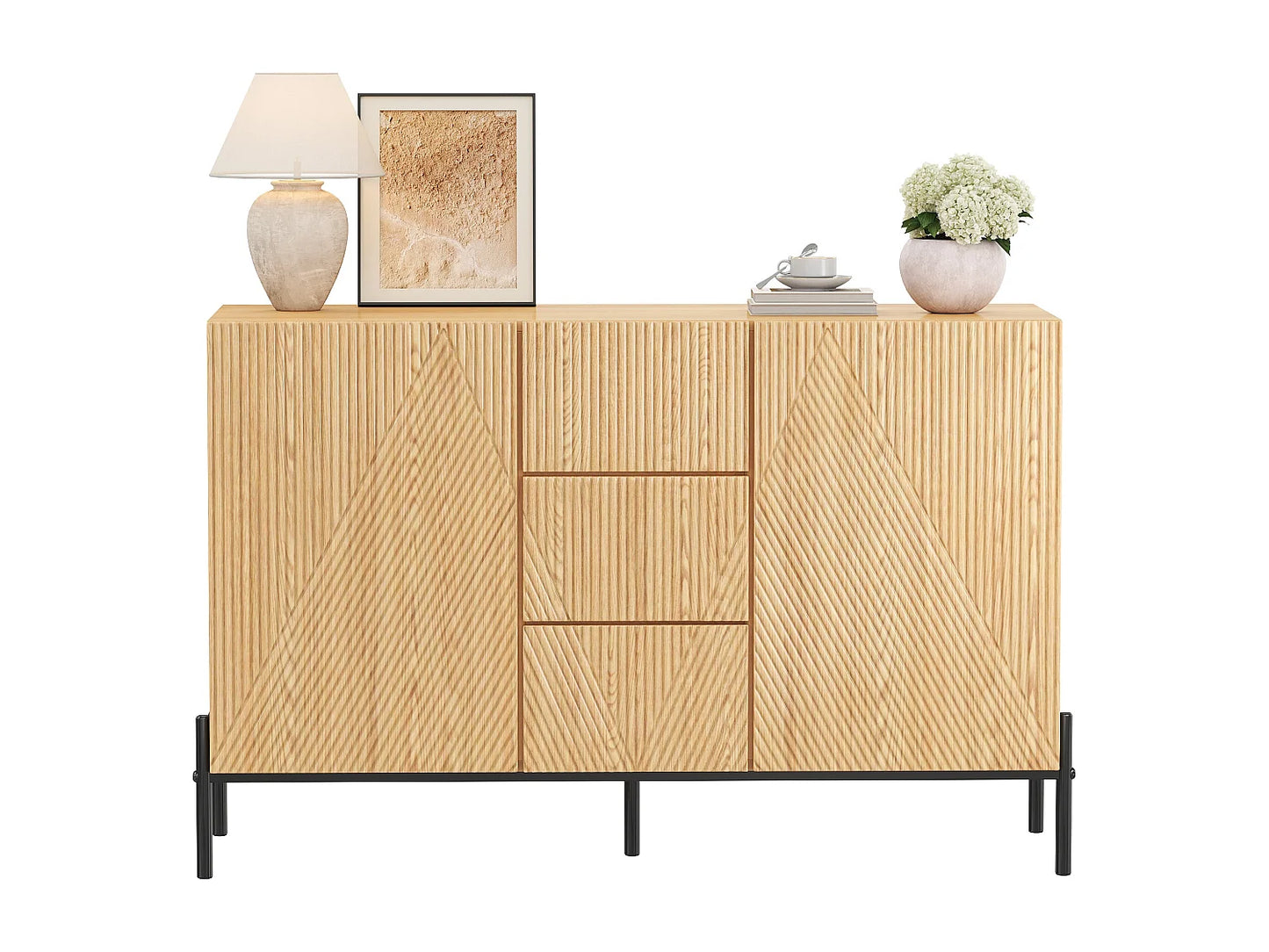 Buffet Pieds Fer Japandi Naturel - Moderne