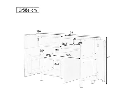 Buffet Moderne Japandi Quatre Portes - Naturel