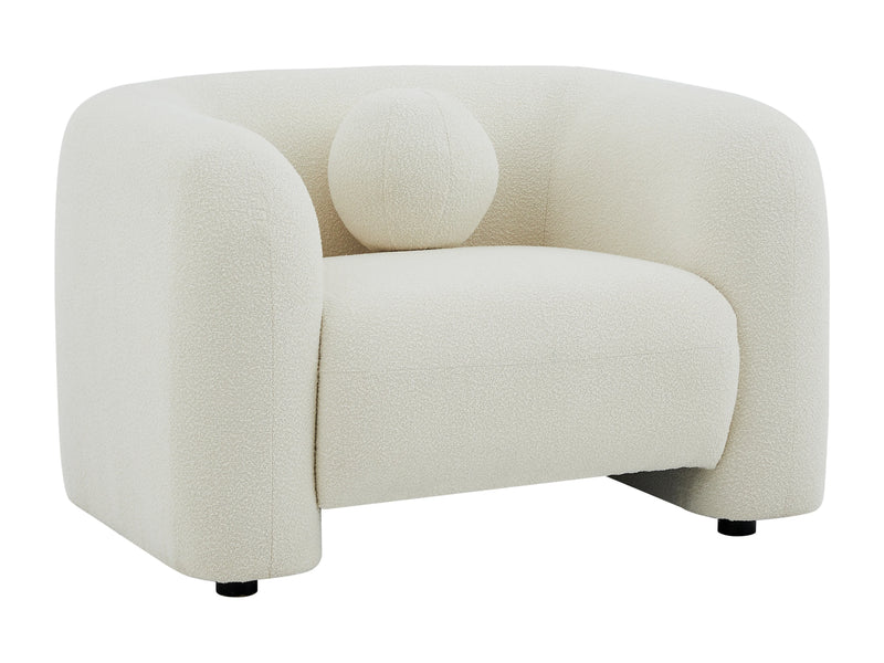 Fauteuil Japandi Bouclette Blanc Ivoire - Ovotas
