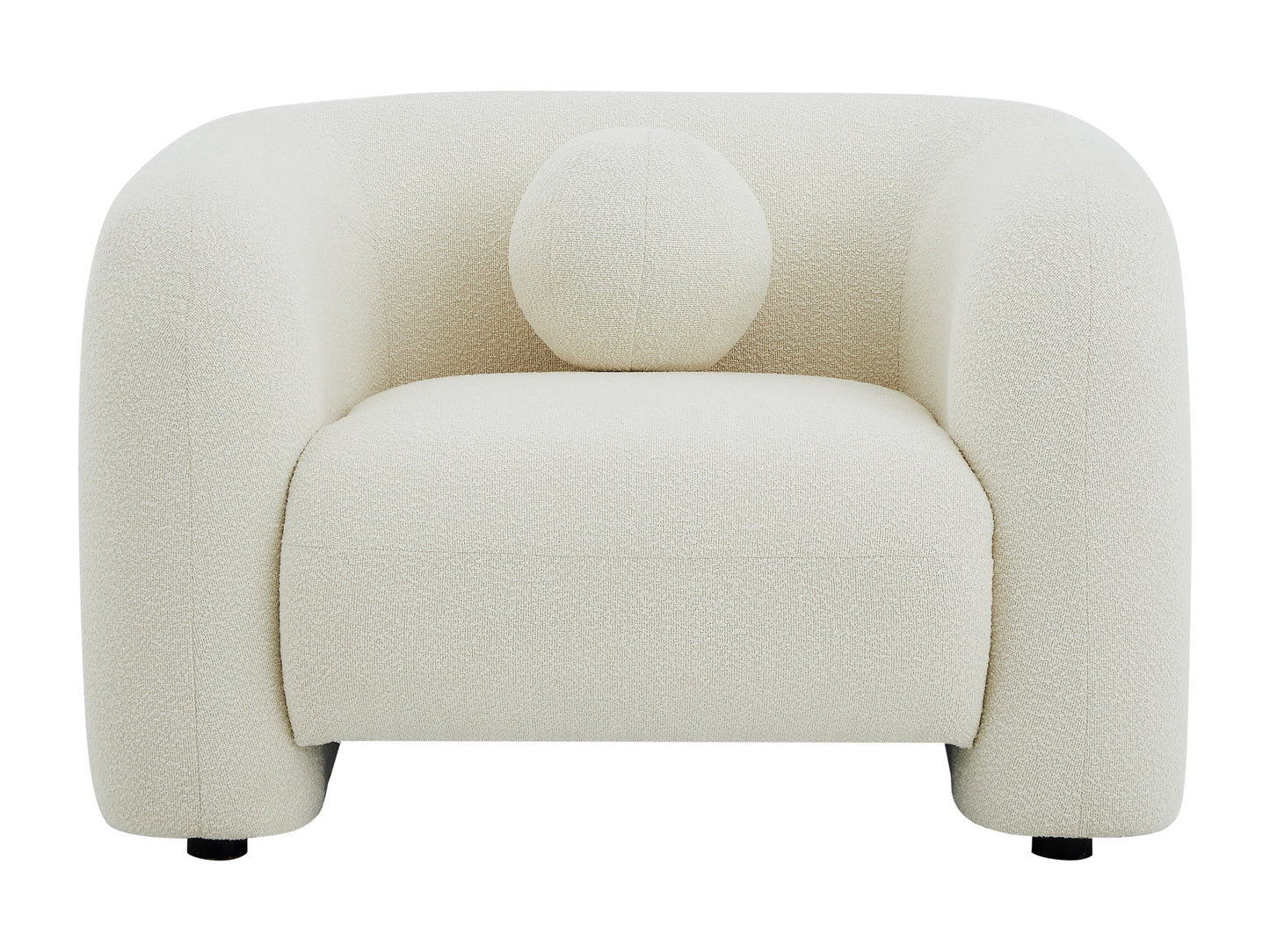 Fauteuil Japandi Bouclette Blanc Ivoire - Ovotas