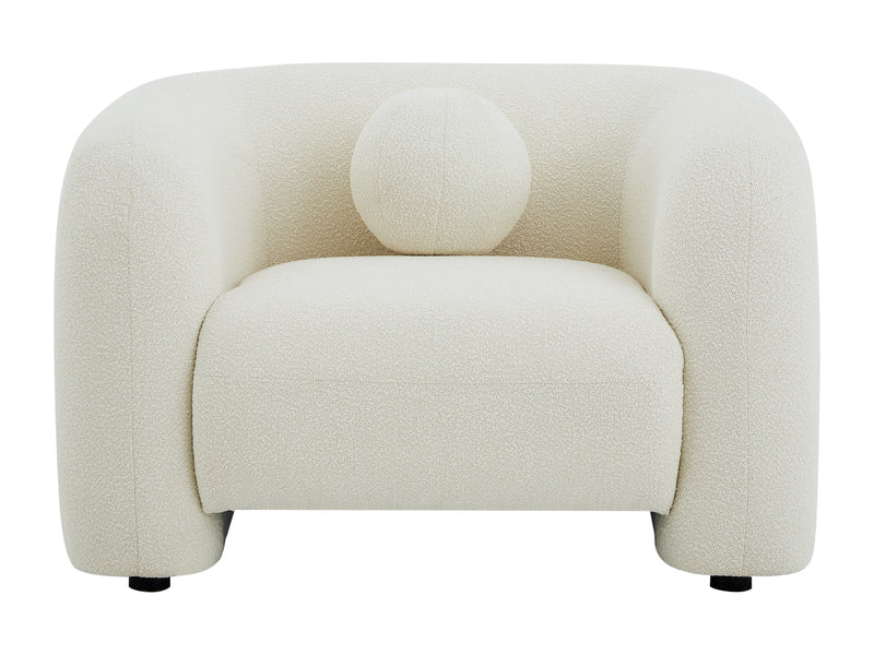 Fauteuil Japandi Bouclette Blanc Ivoire - Ovotas