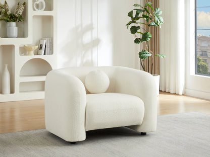 Fauteuil Japandi Bouclette Blanc Ivoire - Ovotas