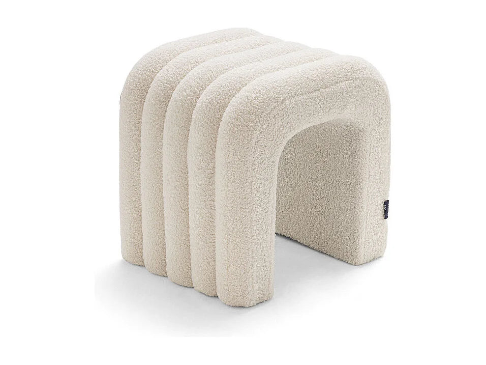 Lot 2 Tabourets Japandi Bouclette Blanc - Mui
