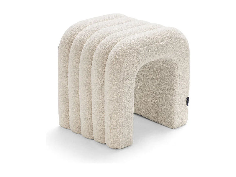 Lot 2 Tabourets Japandi Bouclette Blanc - Mui