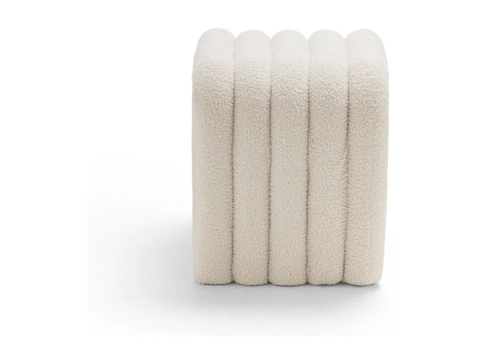 Lot 2 Tabourets Japandi Bouclette Blanc - Mui