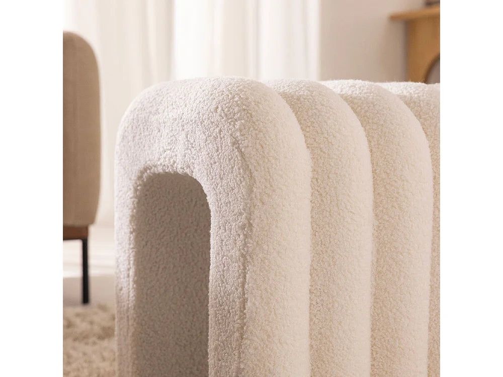 Lot 2 Tabourets Japandi Bouclette Blanc - Mui