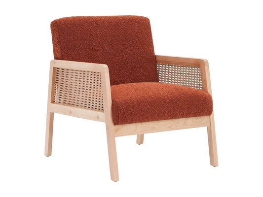 Fauteuil Japandi Cannage Et Bouclette Rouille - Mani