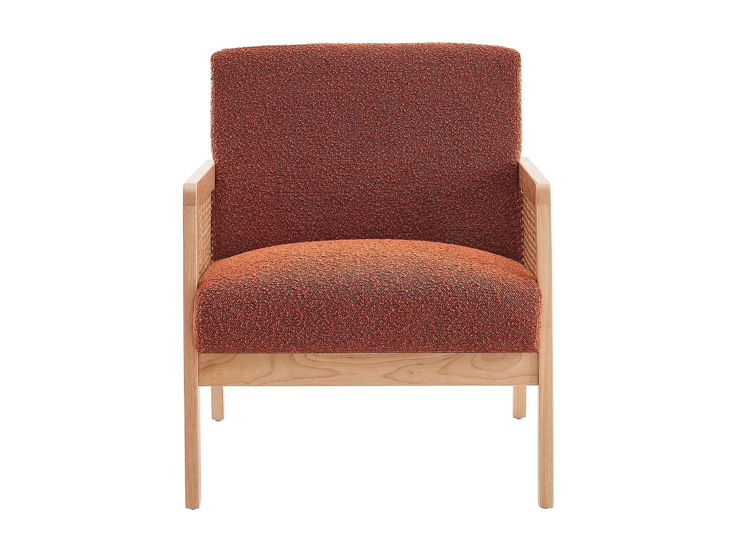 Fauteuil Japandi Cannage Et Bouclette Rouille - Mani
