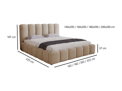 Lit Adulte Japandi Boucle Beige Rangement - Florent