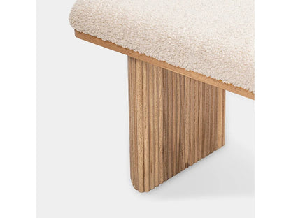 Banc Japandi Bois Massif & Bouclette Blanche – Nomi