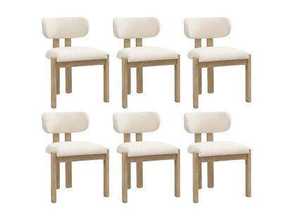Lot 6 Chaises Japandi Moderne Bouclée Naturel - Massif