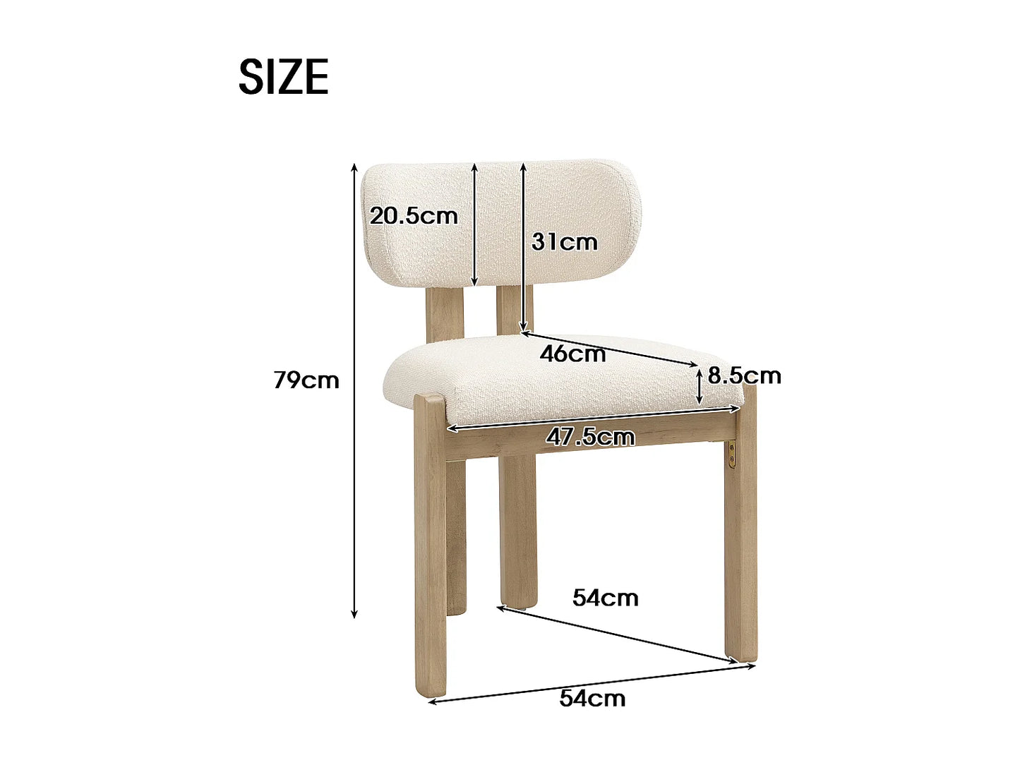 Lot 6 Chaises Japandi Moderne Bouclée Naturel - Massif