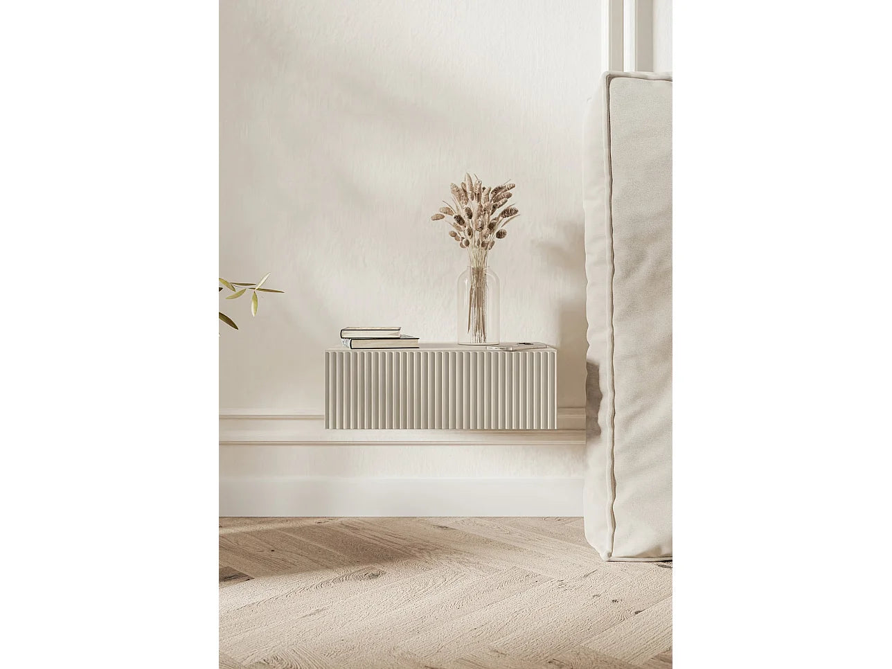 Chevet Suspendu Japandi Design Grège - Veldio