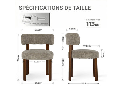 Lot 2 Chaises Japandi Épuré Bois Marron - Épuré