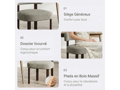 Lot 2 Chaises Japandi Épuré Bois Marron - Épuré