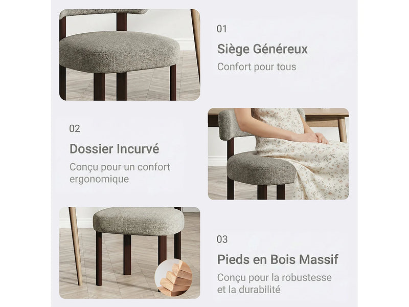 Lot 2 Chaises Japandi Épuré Bois Marron - Épuré
