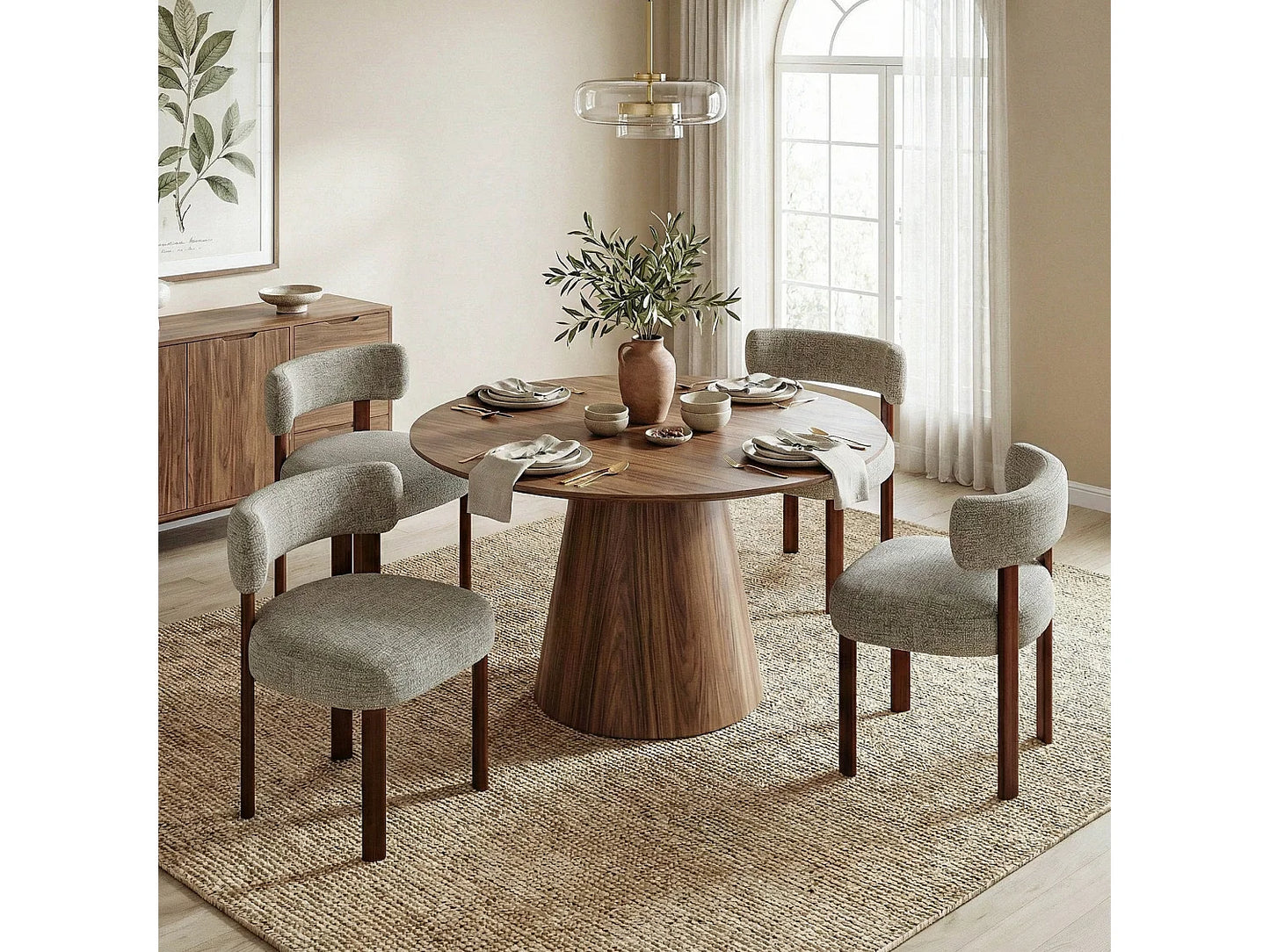 Lot 2 Chaises Japandi Épuré Bois Marron - Épuré