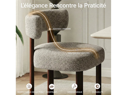 Lot 2 Chaises Japandi Épuré Bois Marron - Épuré