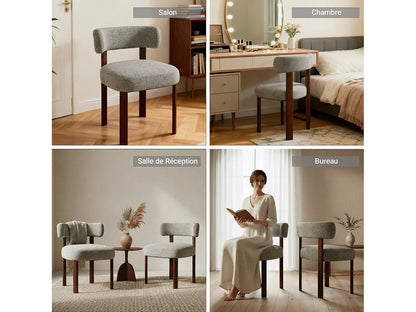 Lot 2 Chaises Japandi Épuré Bois Marron - Épuré