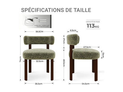 Lot 2 Chaises Japandi Épuré Bois Vert - Épuré