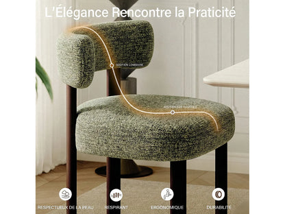 Lot 2 Chaises Japandi Épuré Bois Vert - Épuré