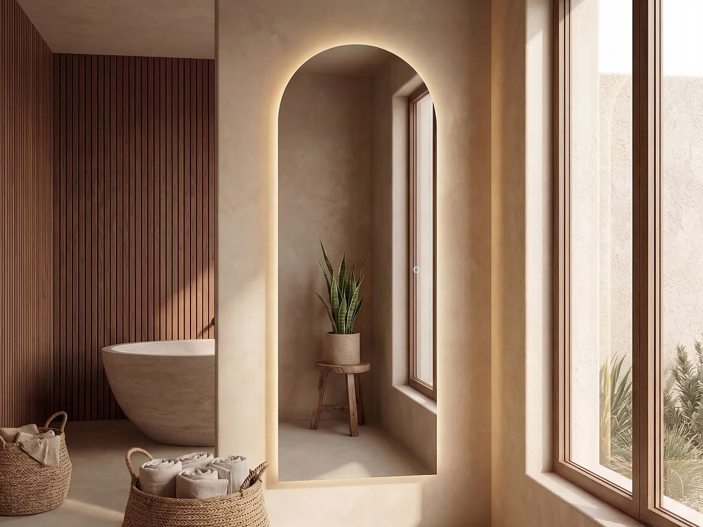 Miroir Arche Japandi LED Tactile 165cm - Miravena