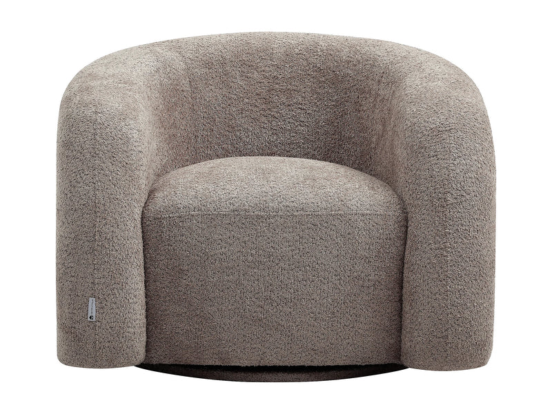 Fauteuil Japandi Pivotant Bouclette Taupe - Lapiota