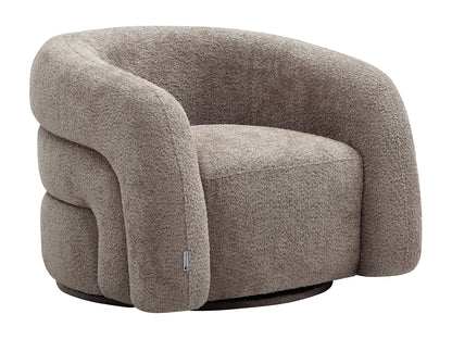 Fauteuil Japandi Pivotant Bouclette Taupe - Lapiota