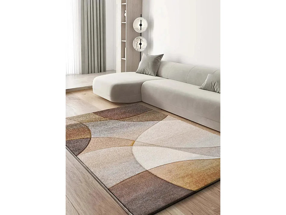 Tapis Japandi Abstrait Terracotta Beige - Badet